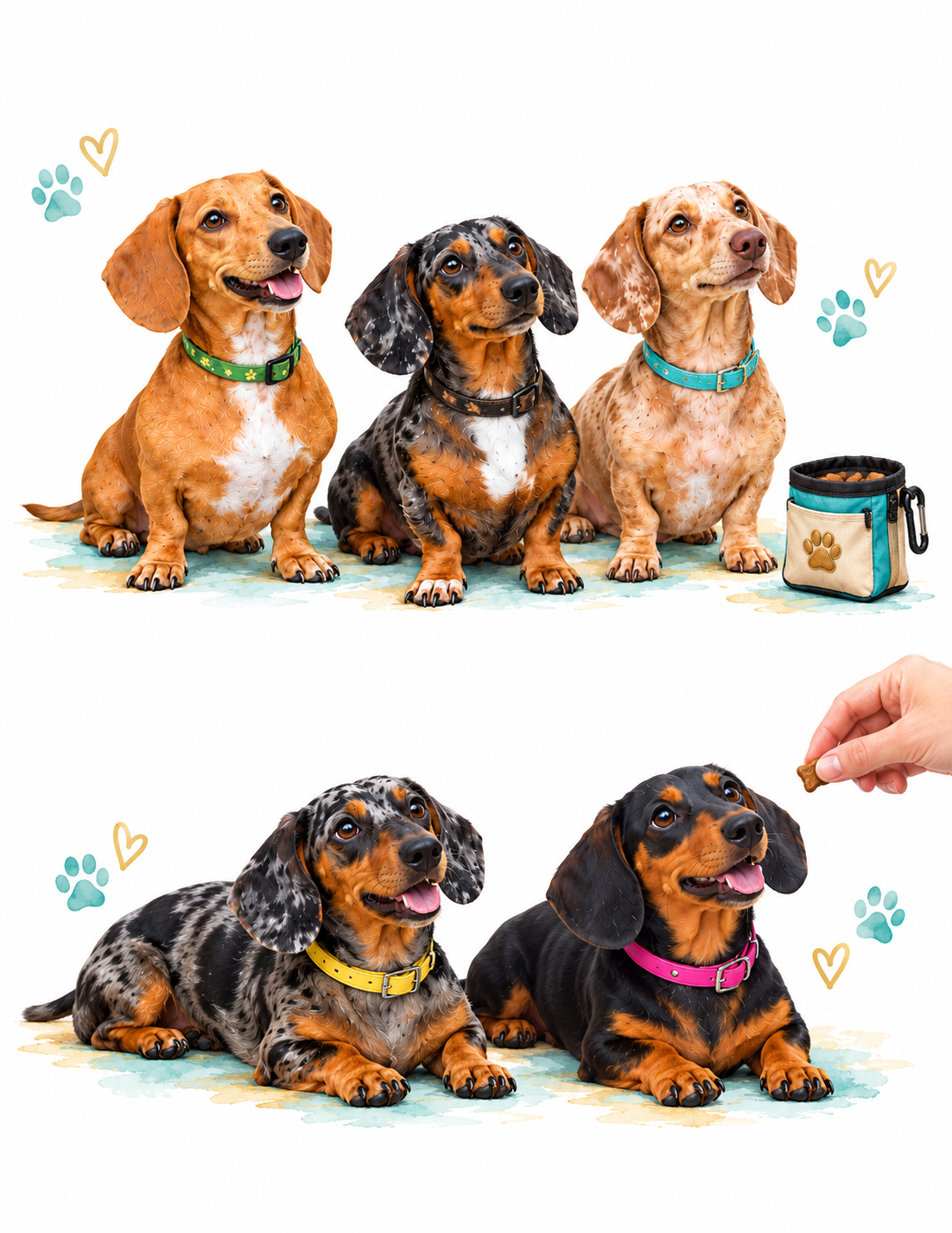 Our dachshunds practicing sit and down